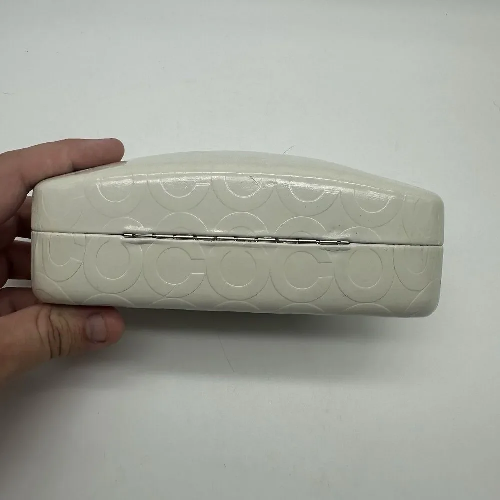 Coach Original White Logo Hard Sunglass Case Holder Sunglasses Microfiber Cloth